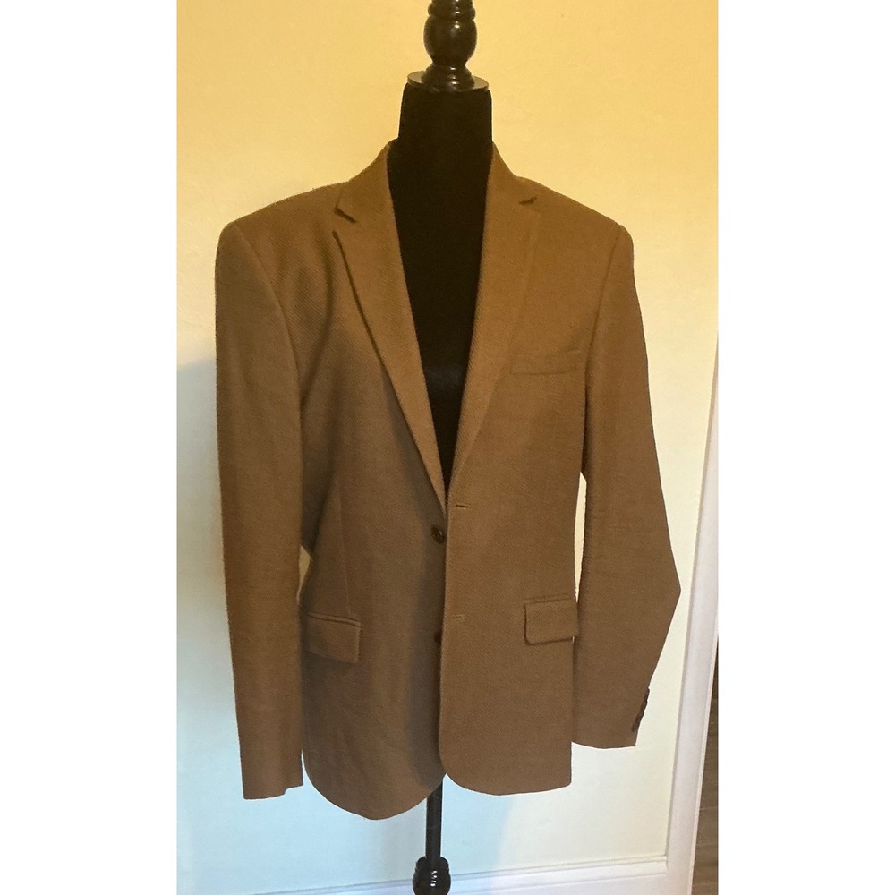 H&M Angelico Super 100s Wool Blazer Mens 40R Slim Fit Camel Brown Sport Coat